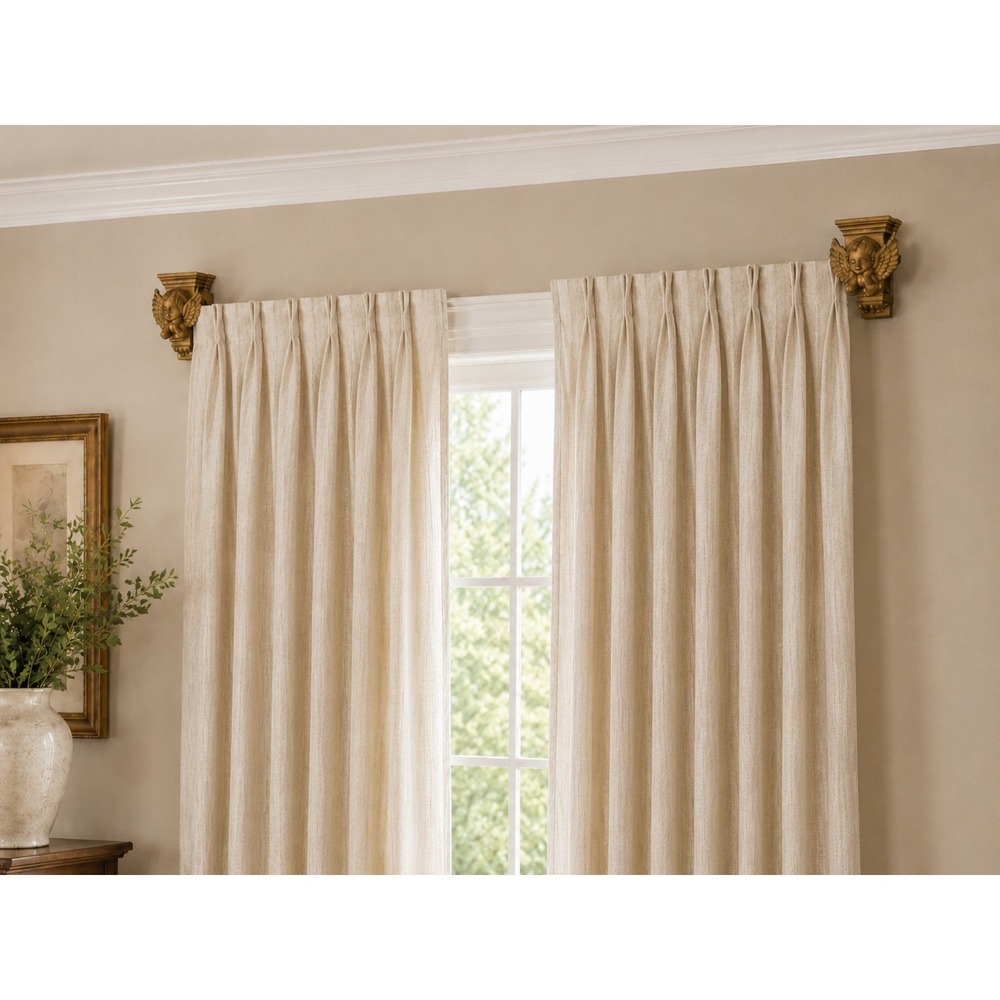 Cherub Angel Curtain Rod Holders Unfinished Wood Pair New International TRC Co